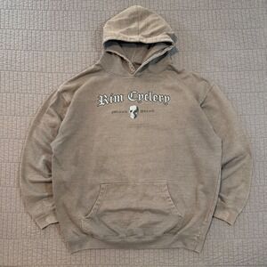 Rim Cyclery Hoodie Men XL Brown Moab Utah Mountain Biking Faded Distressed Skull
